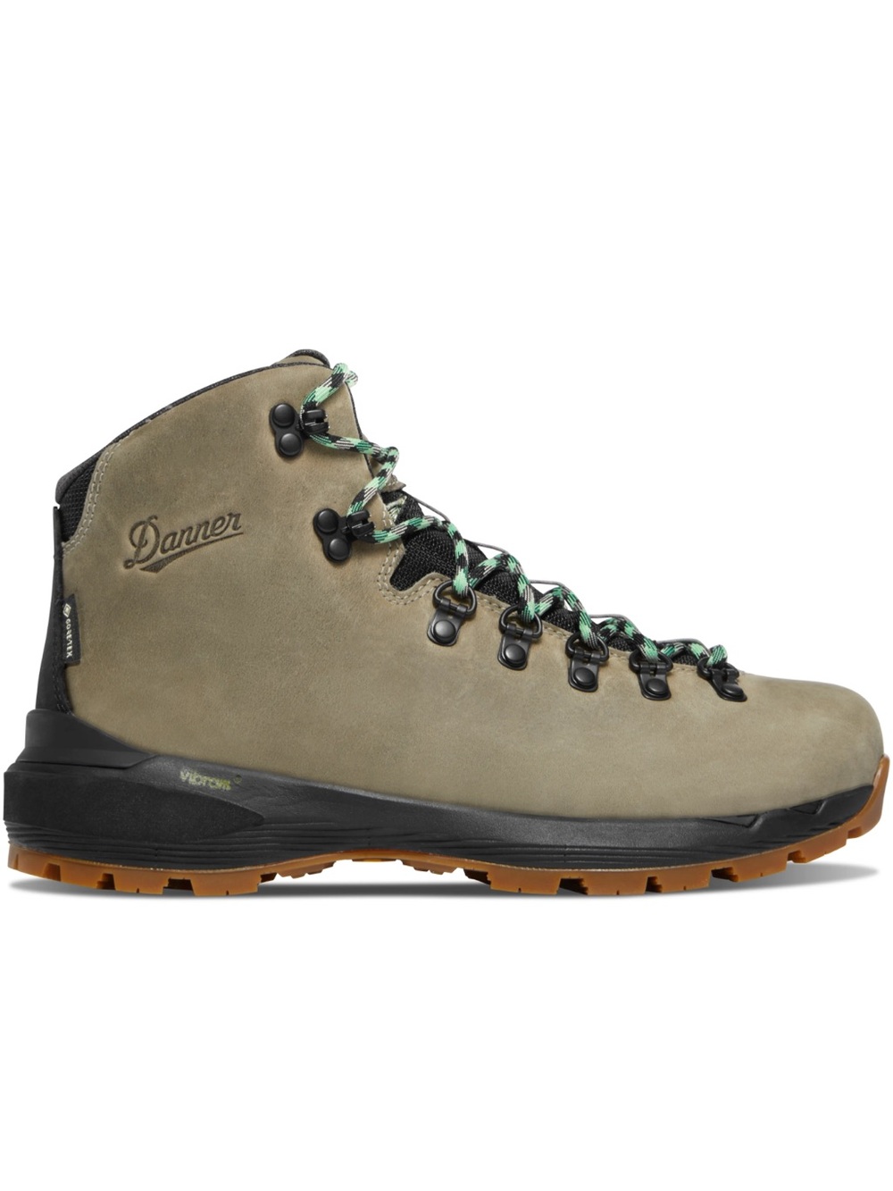 Danner women’s Tin Grey Hiking Boots with Black Sole and Green Laces